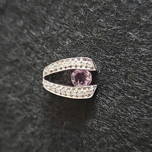 Sterling Silver Amethyst and CZ Pendant 1009